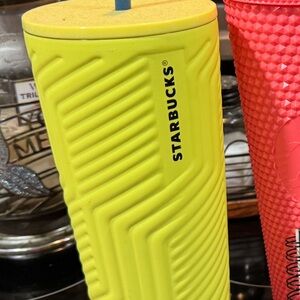 Starbucks Neon Yellow and Vibrant Pink Tumblers